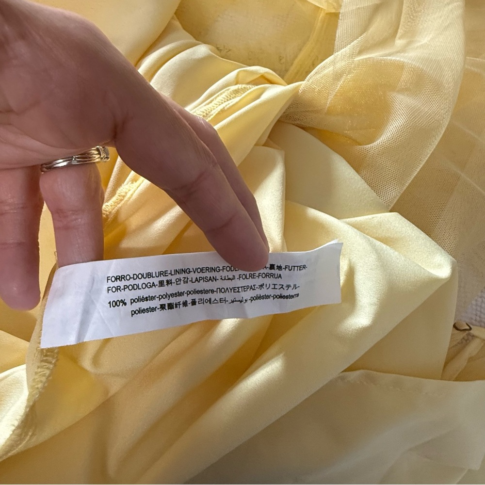 Zara tulle yellow midi ruffle dress Large - Picture 7 of 7